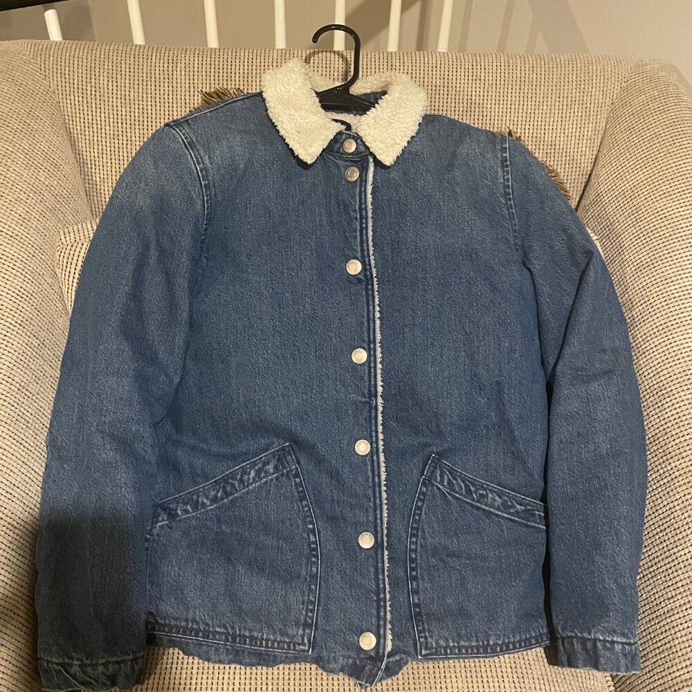 JCrew/Jeans Blue Denim Sherpa Lined Jean Jacket in Size Small
